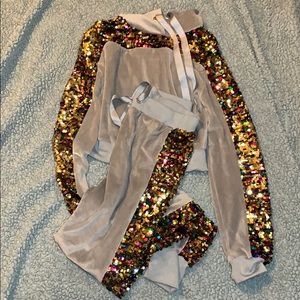 Sequin Gray Velvet Set